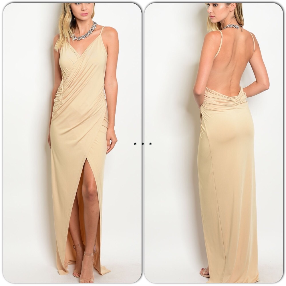 Cream Floor Length Long Cocktail Dress Size Medium NWT